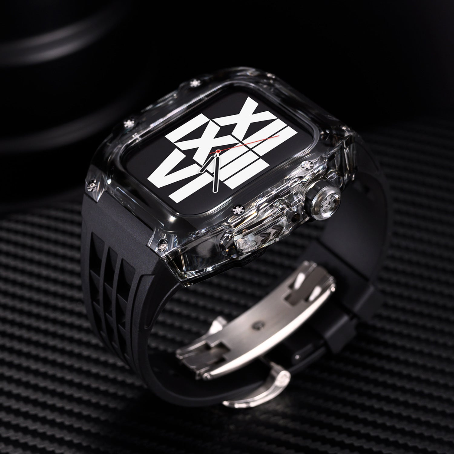 Velora V30 Glacier | Fluoro Rubber Band & Black Case Retrofit Kit For Apple Watch | Lersk