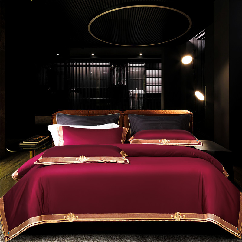 Egyptian Cotton Bedding Set With Embroidered Motif Border | Lersk