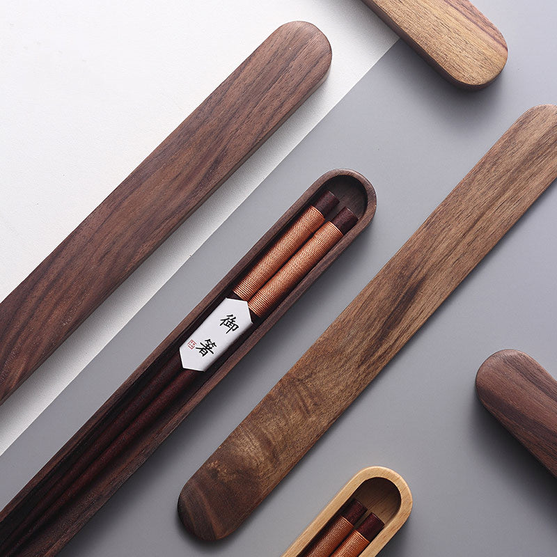 Virelle Black Walnut Chopsticks In Wooden Box With Thread | Lersk
