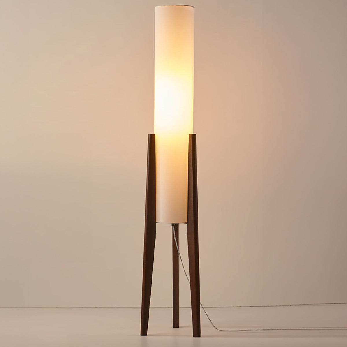 Liora Walnut Solid Wood Floor Lamp With Soft Fabric Shade