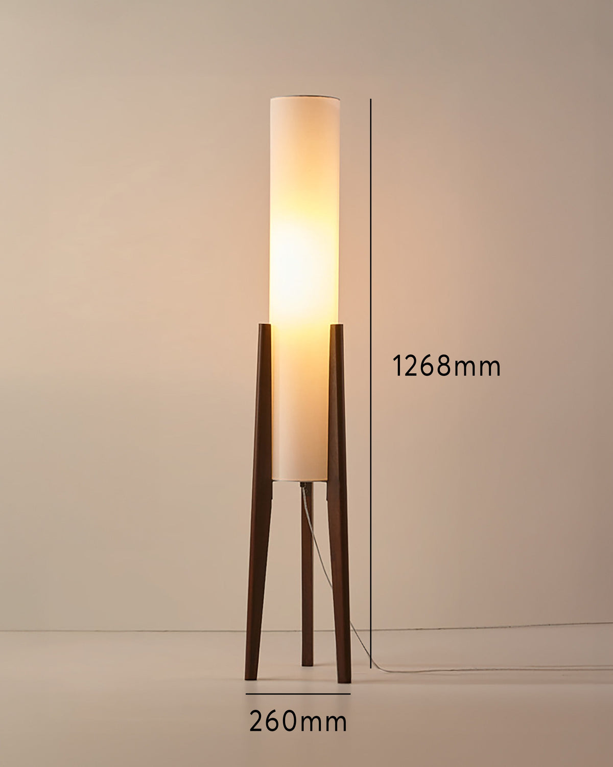 Liora Walnut Solid Wood Floor Lamp With Soft Fabric Shade