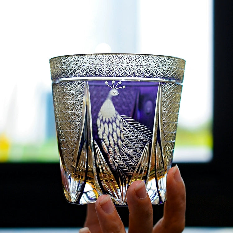 Miyori Handcrafted Violet Peacock Whisky Glass With Wooden Box | Lersk