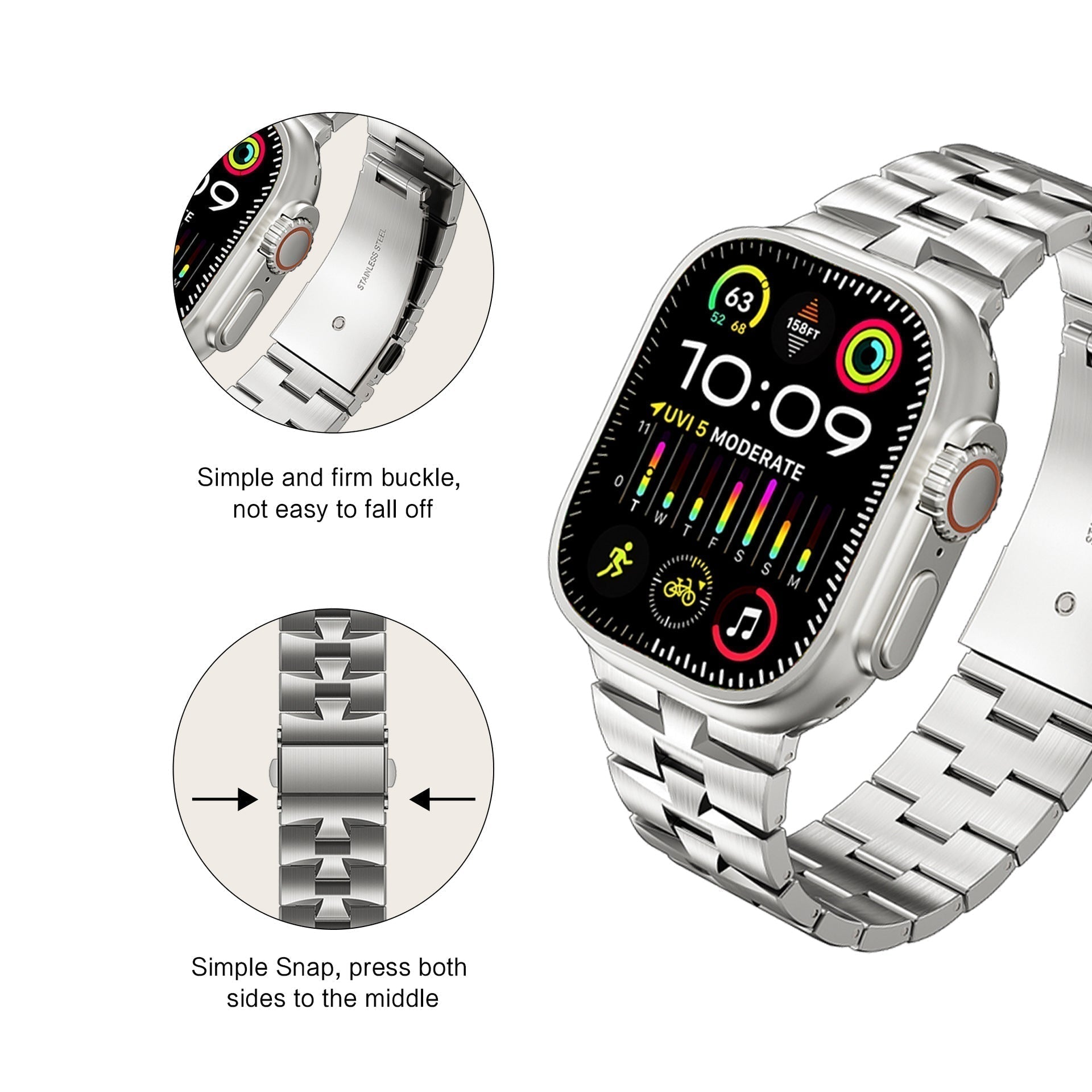 Aventi rustfrit stål urrem til Apple Watch | Lersk
