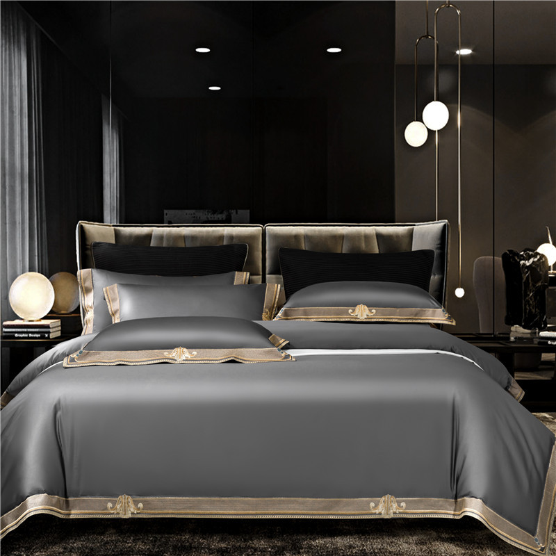 Egyptian Cotton Bedding Set With Embroidered Motif Border | Lersk