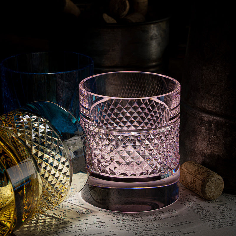 Mizumi Vícebarevné Sklenice na Whisky s Diamantovým Vzorem a Dřevěnou Krabicí | Lersk
