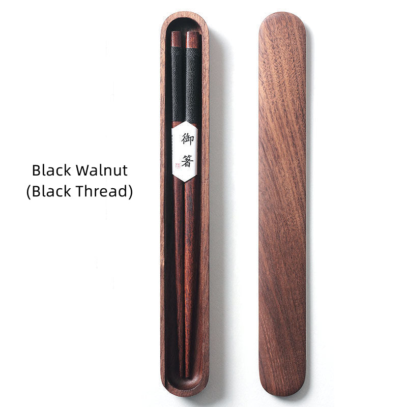 Nova Black Walnut Chopsticks In Wooden Box With Decorative Thread | Lersk