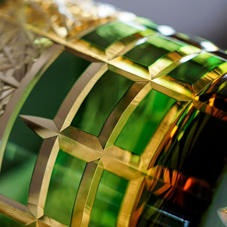 Kiyora Handcrafted Amber Whisky Glass With Diamond-Cut Design And Wooden Box | Lersk