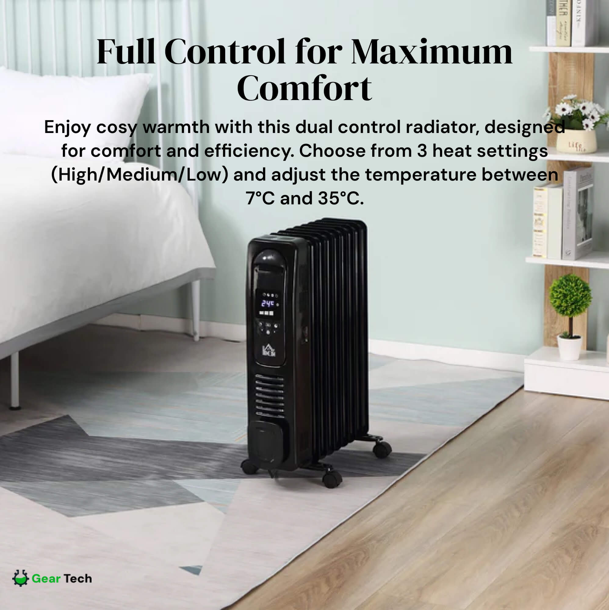Thermi 2500W tragbarer Ölradiator mit Timer und Fernbedienung | Lersk