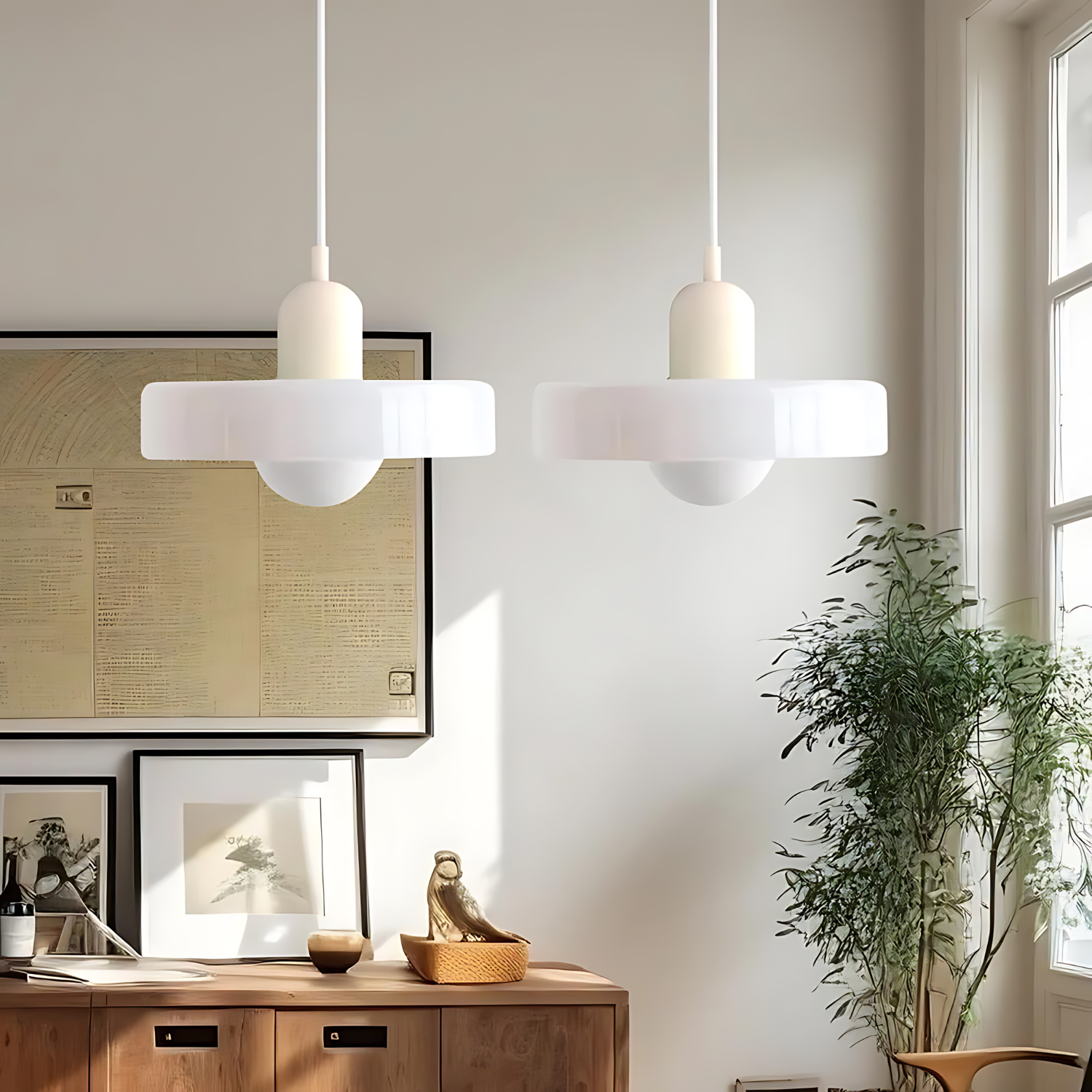 NovaHalo Ceiling Pendant Light With Opal Halo Shade Modern | Lersk