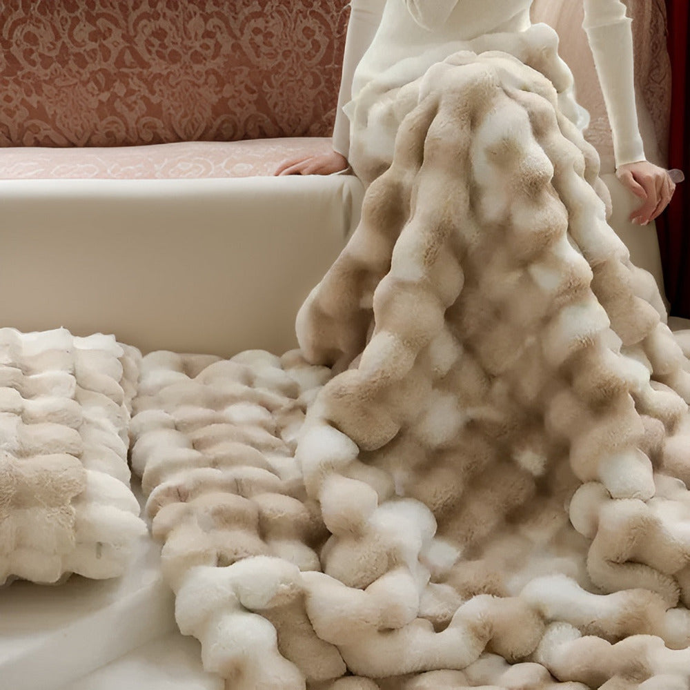 Coperta da viaggio in pelliccia sintetica soffice - Coperta in pile morbido e lavabile per casa e viaggio | Lersk