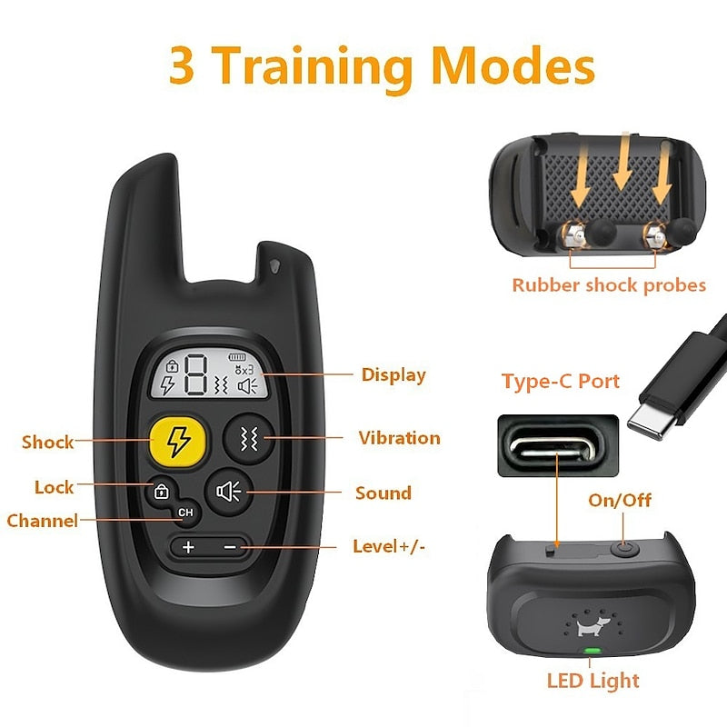 PawNova Pro 500m Waterproof Rechargeable Dog Training Collar | Lersk