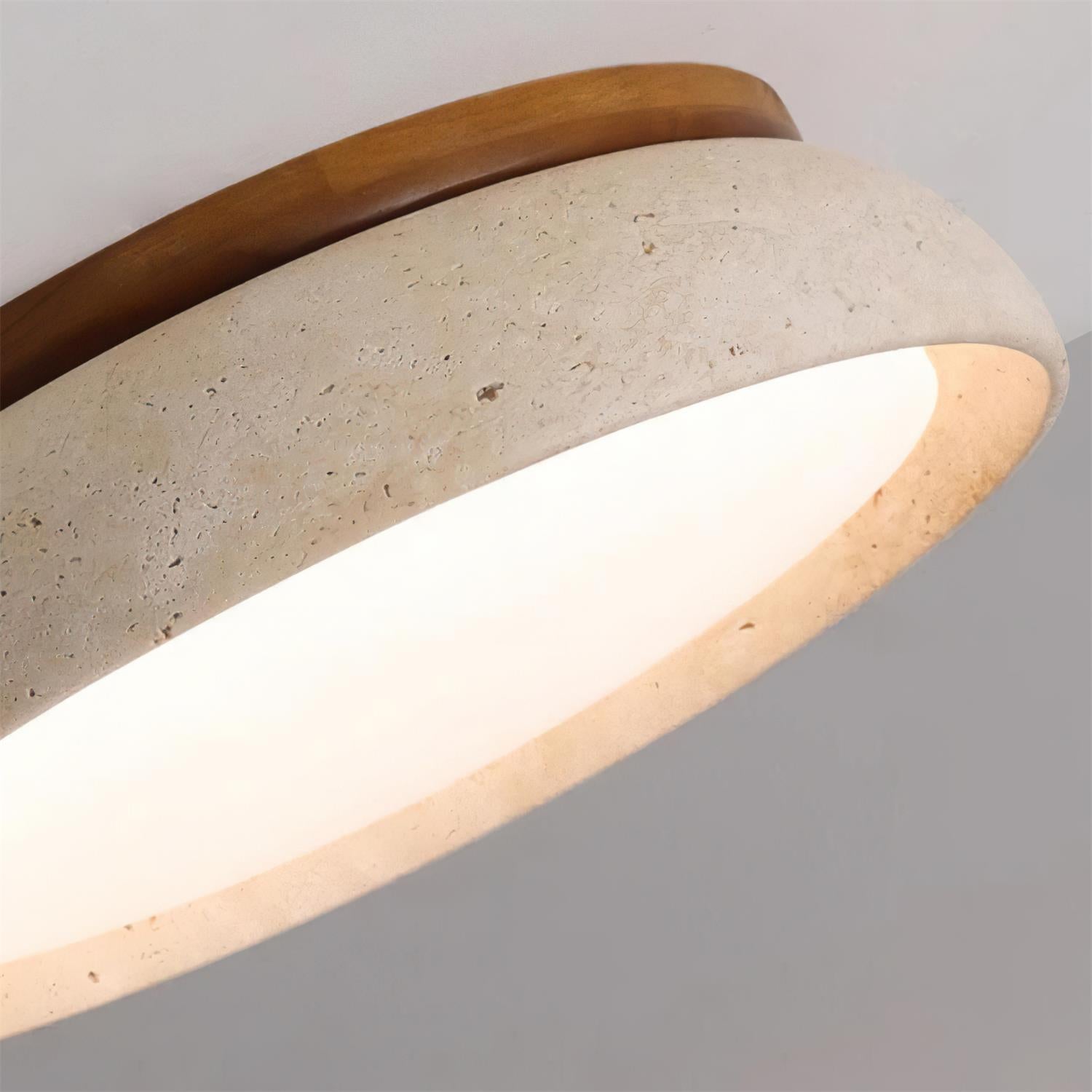 Aureli Natural Travertine Ceiling Light With Wooden Base | Lersk