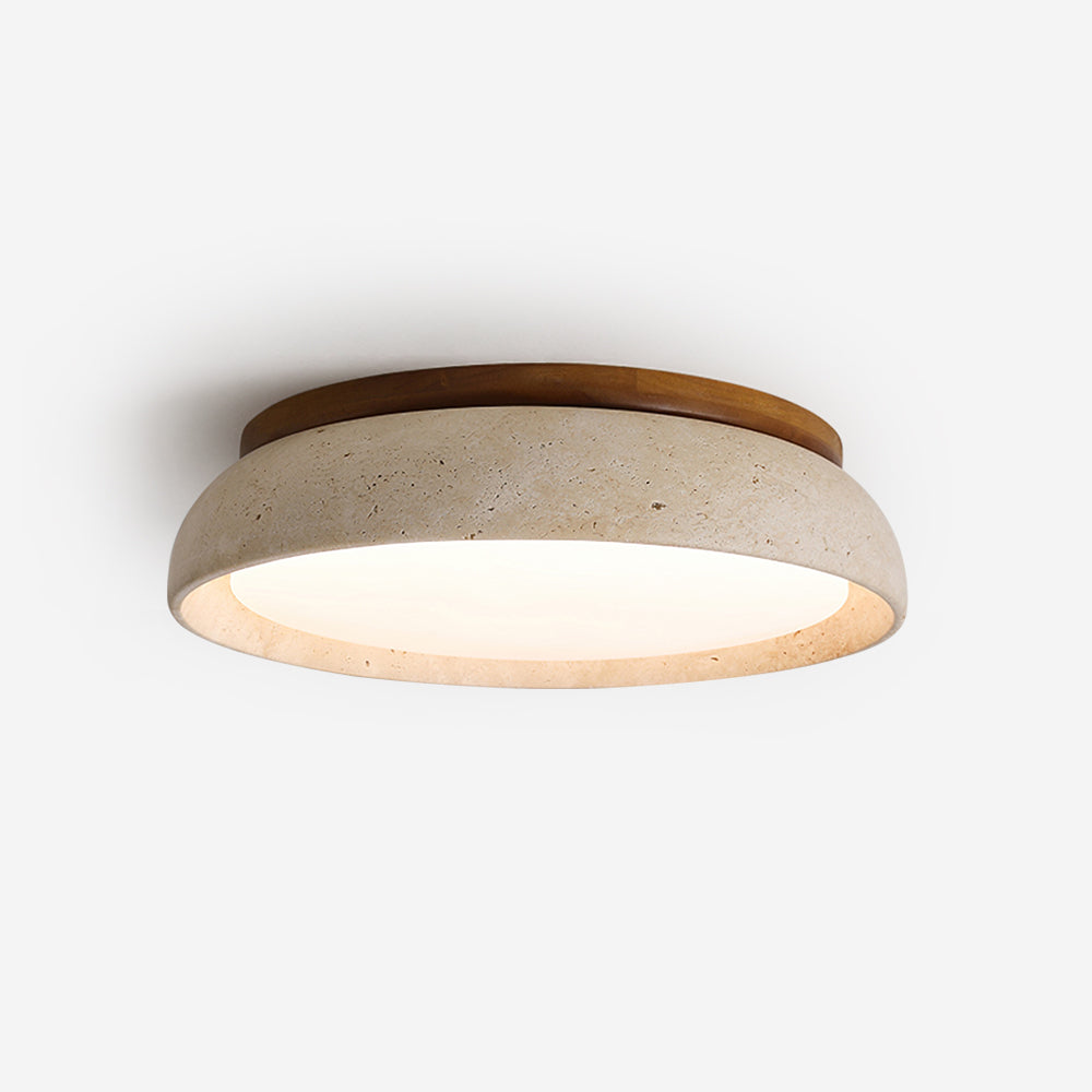 Aureli Natural Travertine Ceiling Light With Wooden Base | Lersk