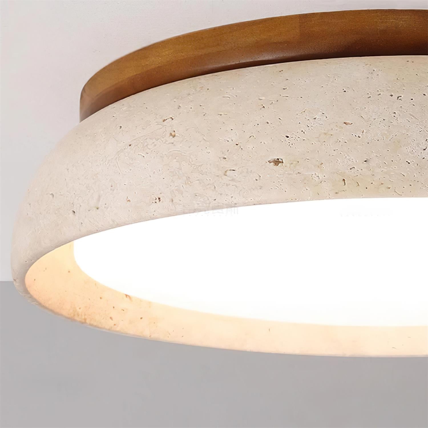 Aureli Natural Travertine Ceiling Light With Wooden Base | Lersk
