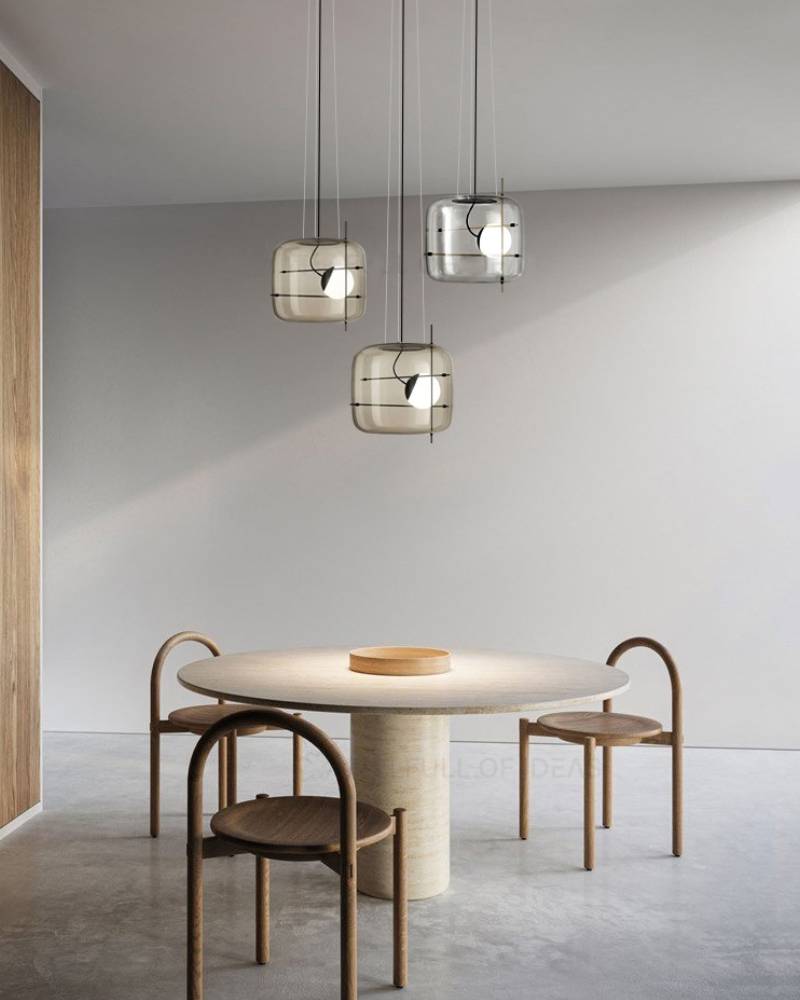 Moderne loftsophængt lampe med moderne glaspendel | Lersk