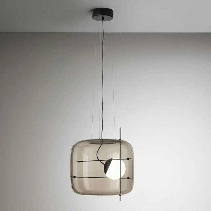 Moderne loftsophængt lampe med moderne glaspendel | Lersk