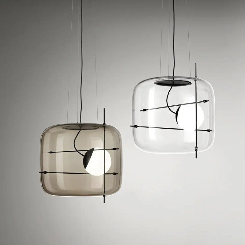 Moderne loftsophængt lampe med moderne glaspendel | Lersk