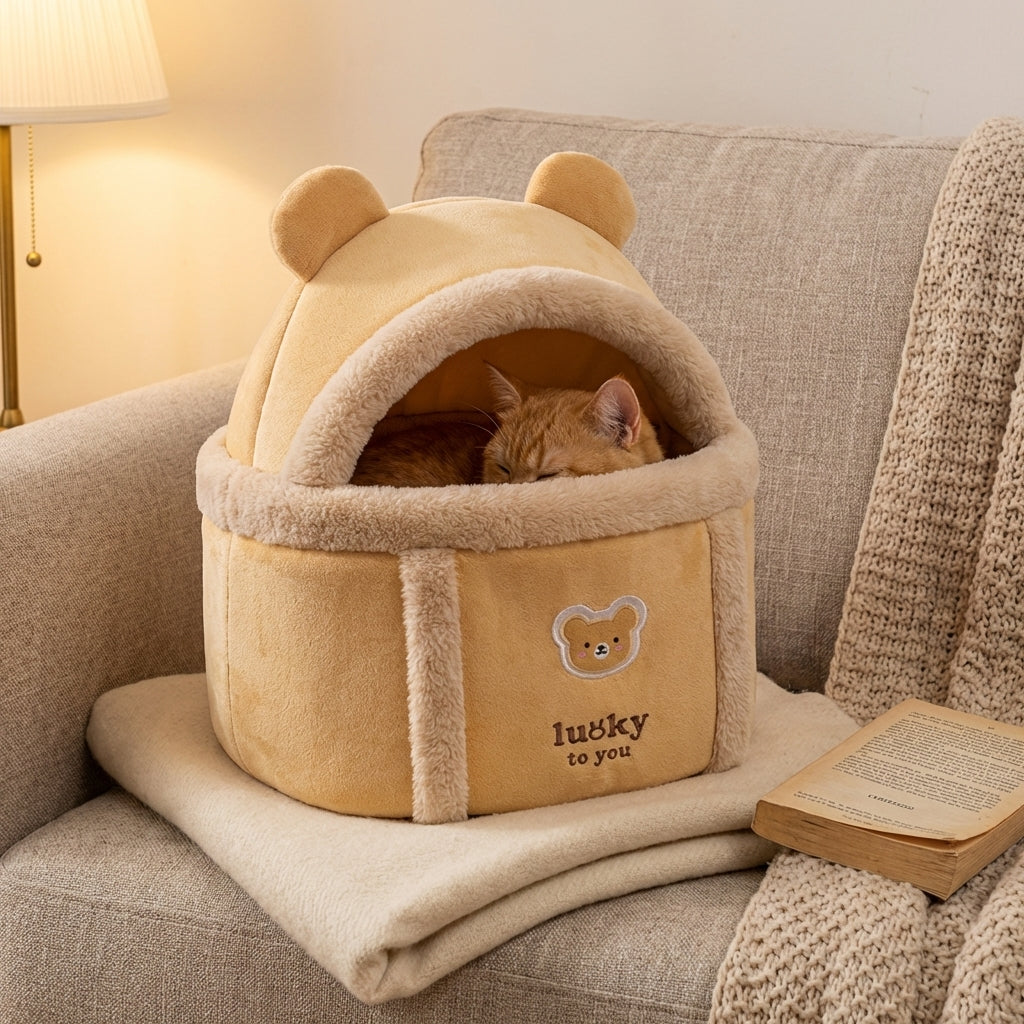 Plush Cat Carrier Bag With Dome Opening And Fleece Lining M And L Sizes | Lersk