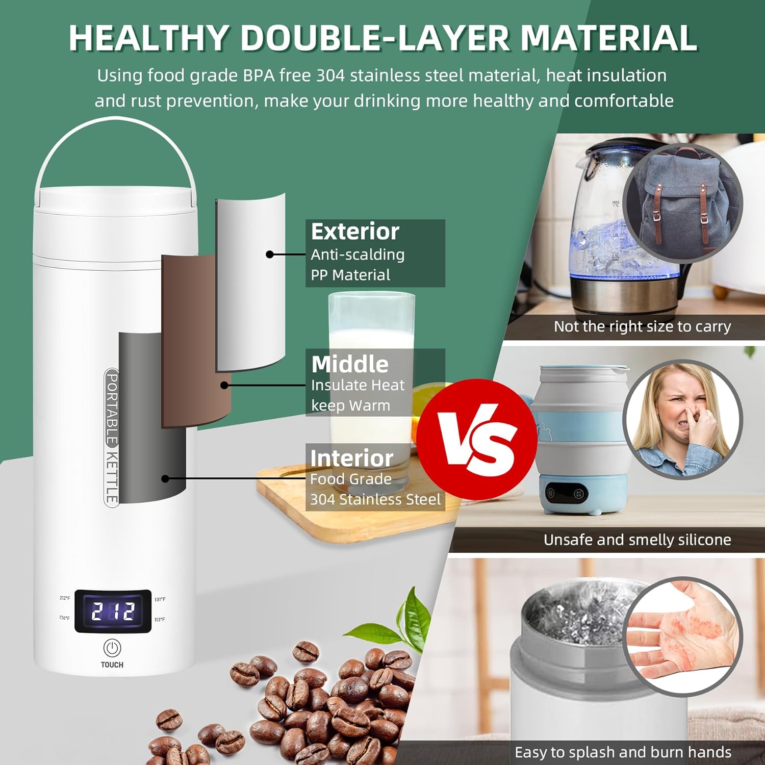 Nomad Compact 1L elektrická cestovní konvice s automatickým vypnutím | Lersk