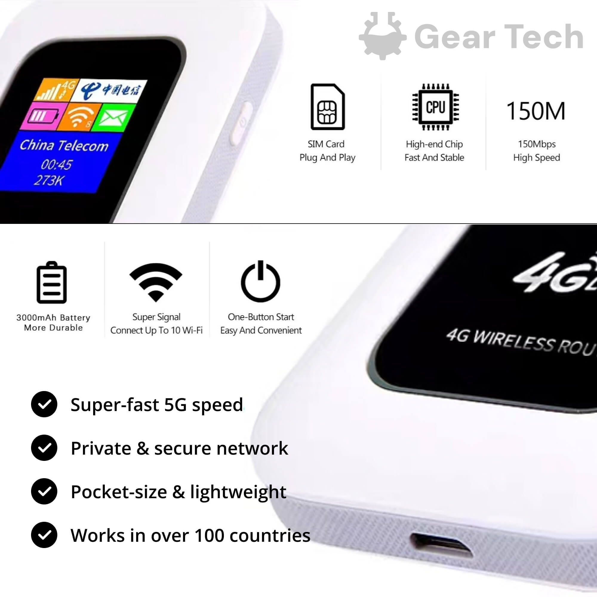 راوتر واي فاي محمول RoamWave 5G للسفر والمنزل | Lersk