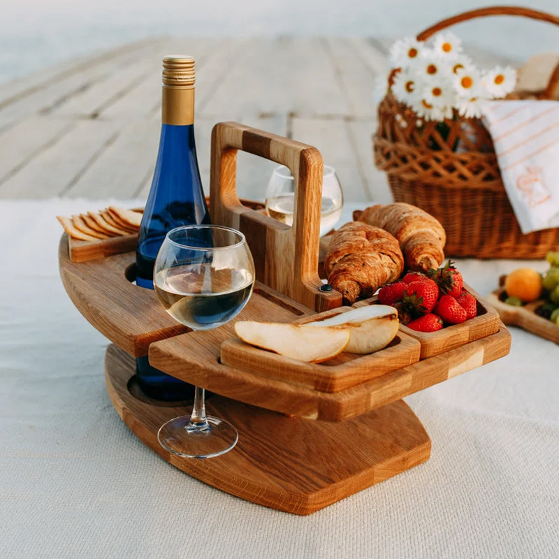 Winenest kannettava taitettava puinen viinipöytä piknikeille