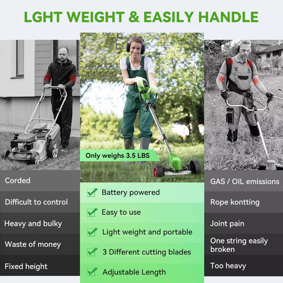 VoltEdge 24V Cordless Grass Trimmer With 18,000 RPM Motor | Lersk