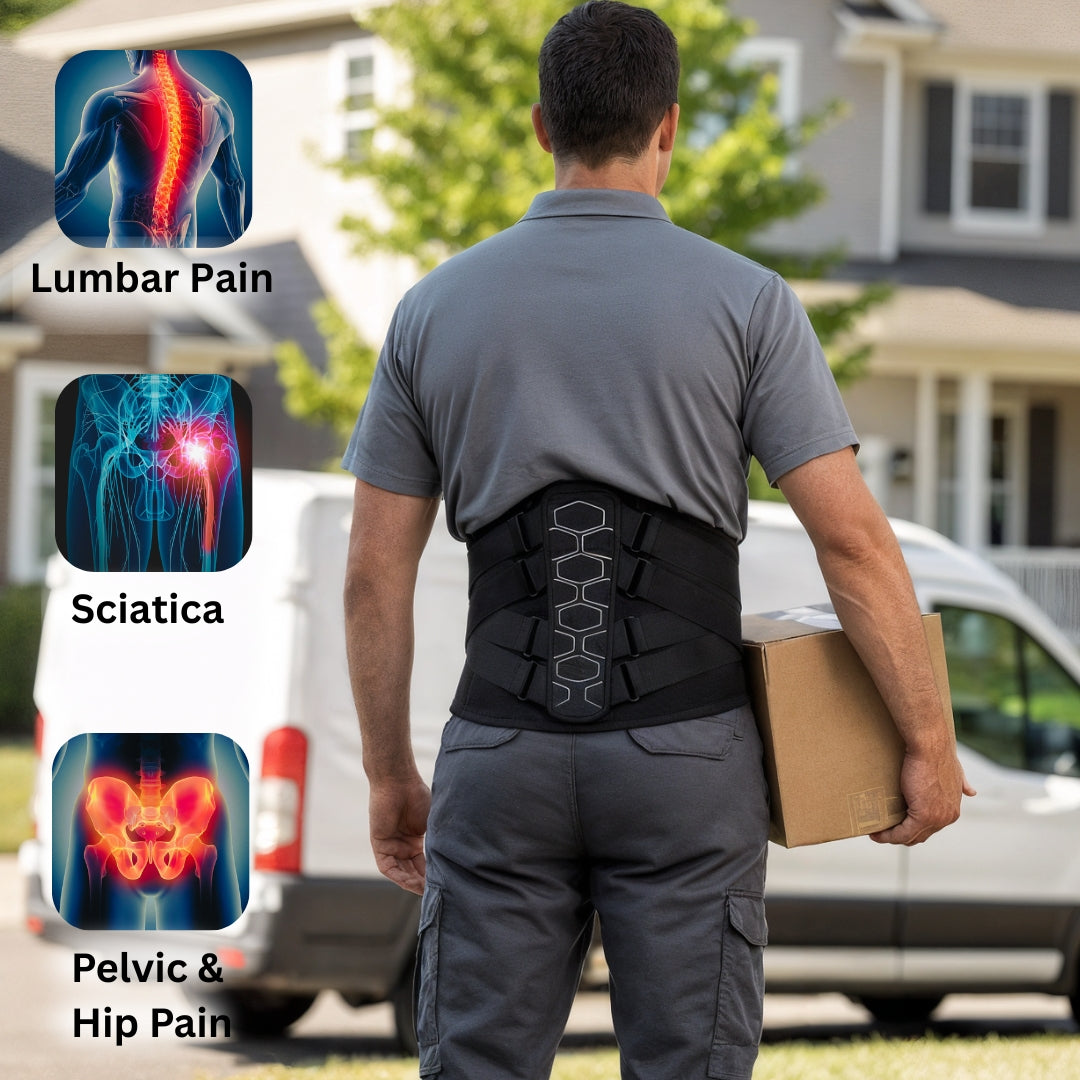 Adjustable Lower Back Brace with Support Rods and Pulley System for Posture and Lumbar Support | Lersk