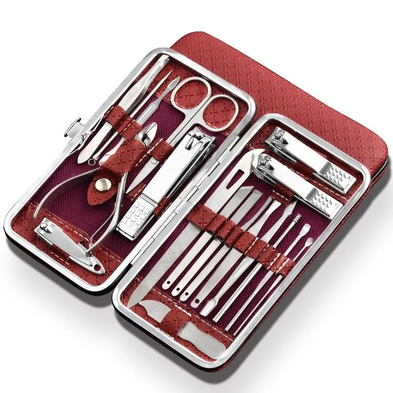 LuxeTools 19-teiliges professionelles Maniküre- und Pediküre-Set aus Edelstahl | Lersk