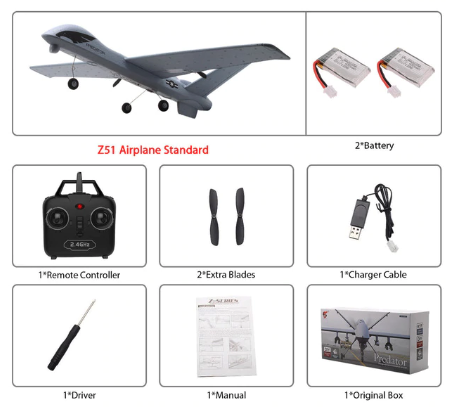 AeroRaptor X51 Fjernstyret Fly med LED og Batteri | Lersk
