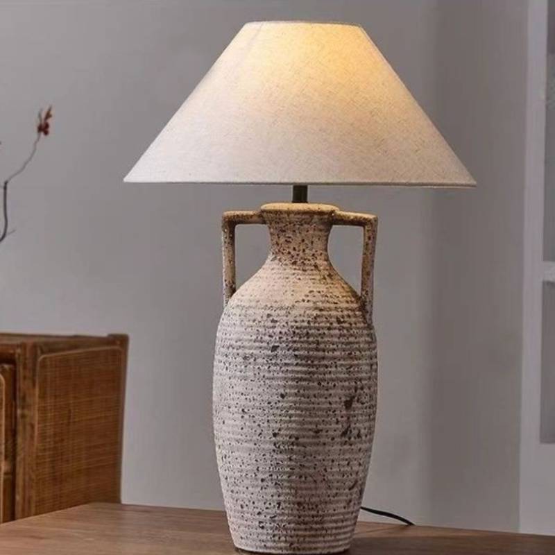 Textured Ceramic Table Lamp With Warm Ambient Lighting For Home Decor | Lersk