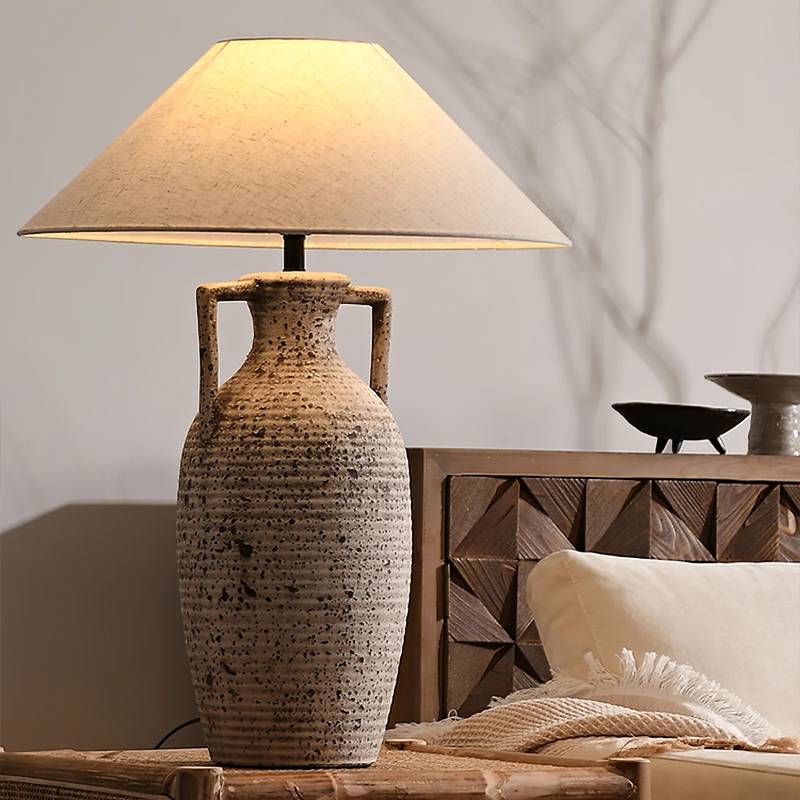 Textured Ceramic Table Lamp With Warm Ambient Lighting For Home Decor | Lersk