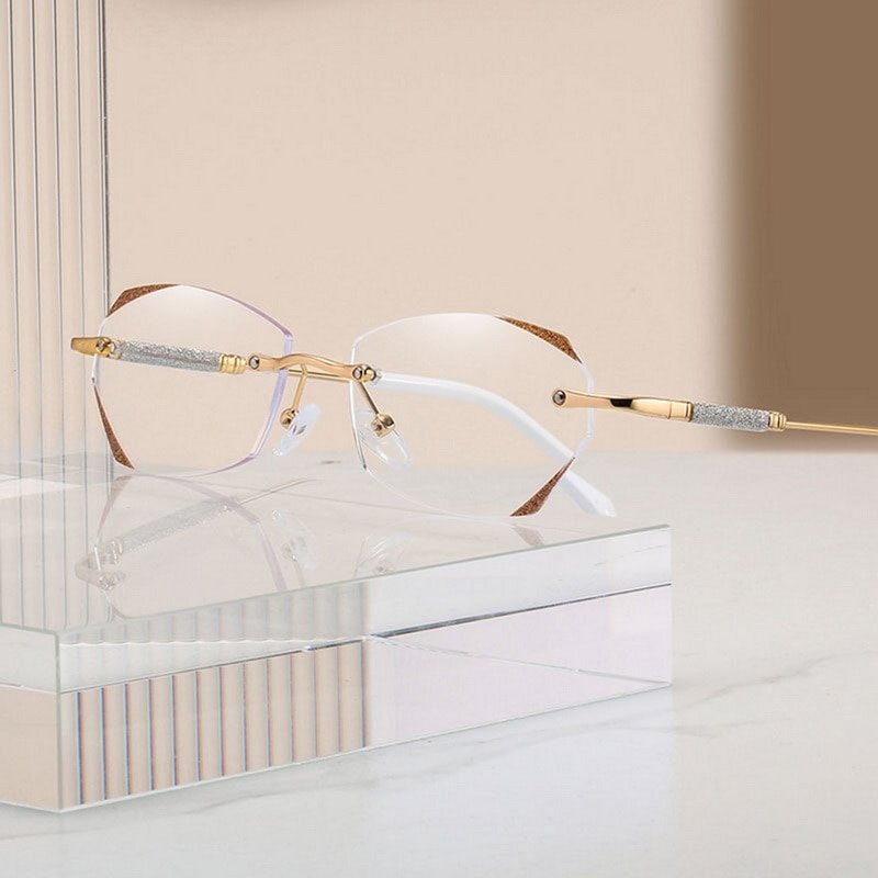 Aurena Women's Diamond Rimless Blue-Light Blocking Reading Glasses | Lersk