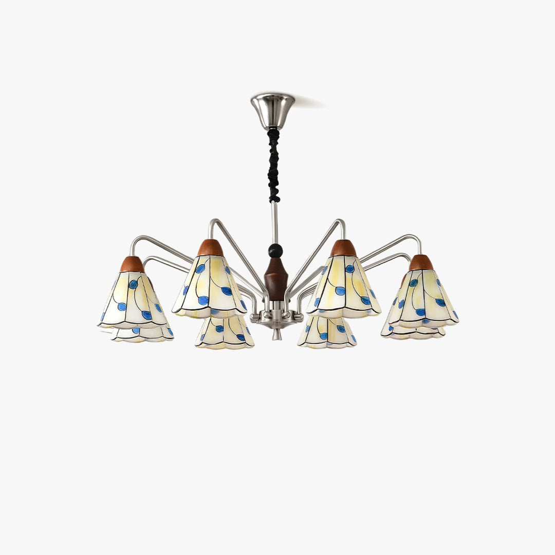 Classic Belmont Chandelier - Vintage Floral Stained Glass Light | Lersk