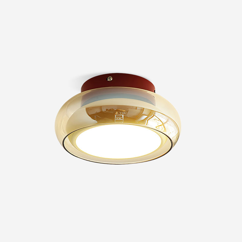 LumaNova Retro Glass Flush Mount Light Cognac Red Band | Lersk