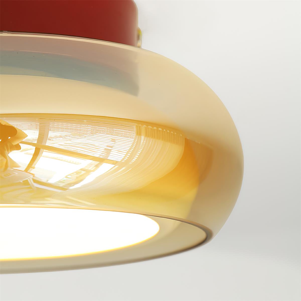 LumaNova Retro Glass Flush Mount Light Cognac Red Band | Lersk