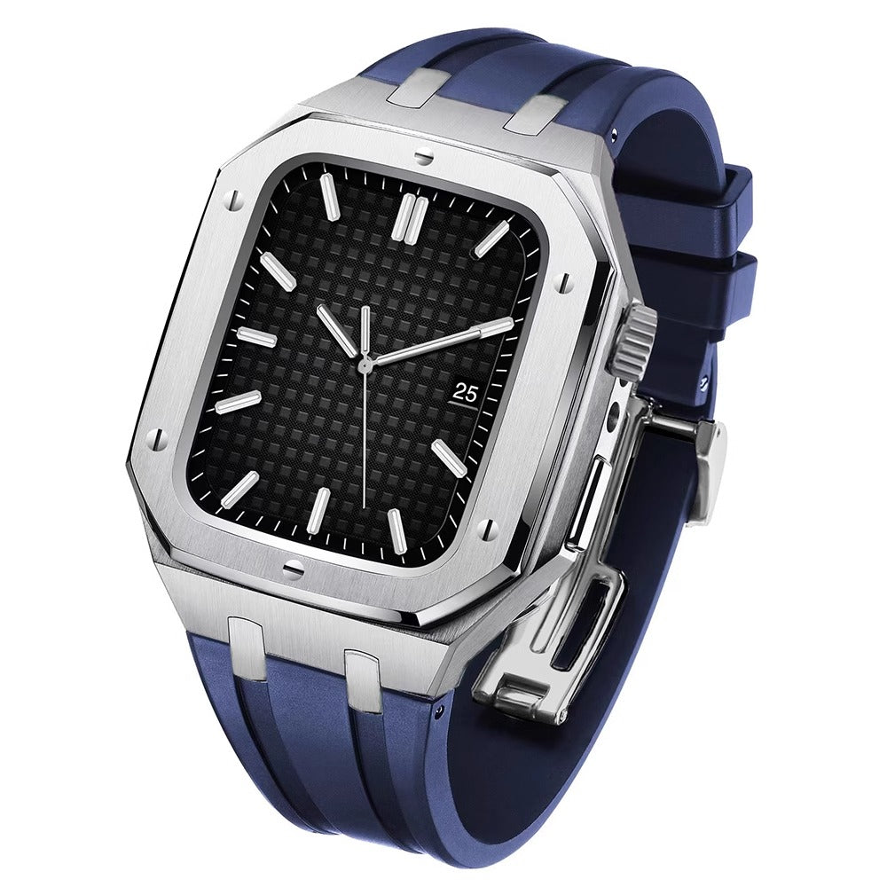 Velori | Sada pro úpravu s silikonovým páskem a pouzdrem z nerezové oceli pro Apple Watch | Lersk