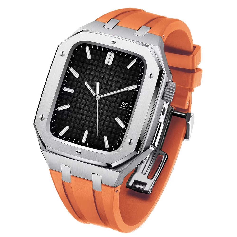 Velori | Sada pro úpravu s silikonovým páskem a pouzdrem z nerezové oceli pro Apple Watch | Lersk