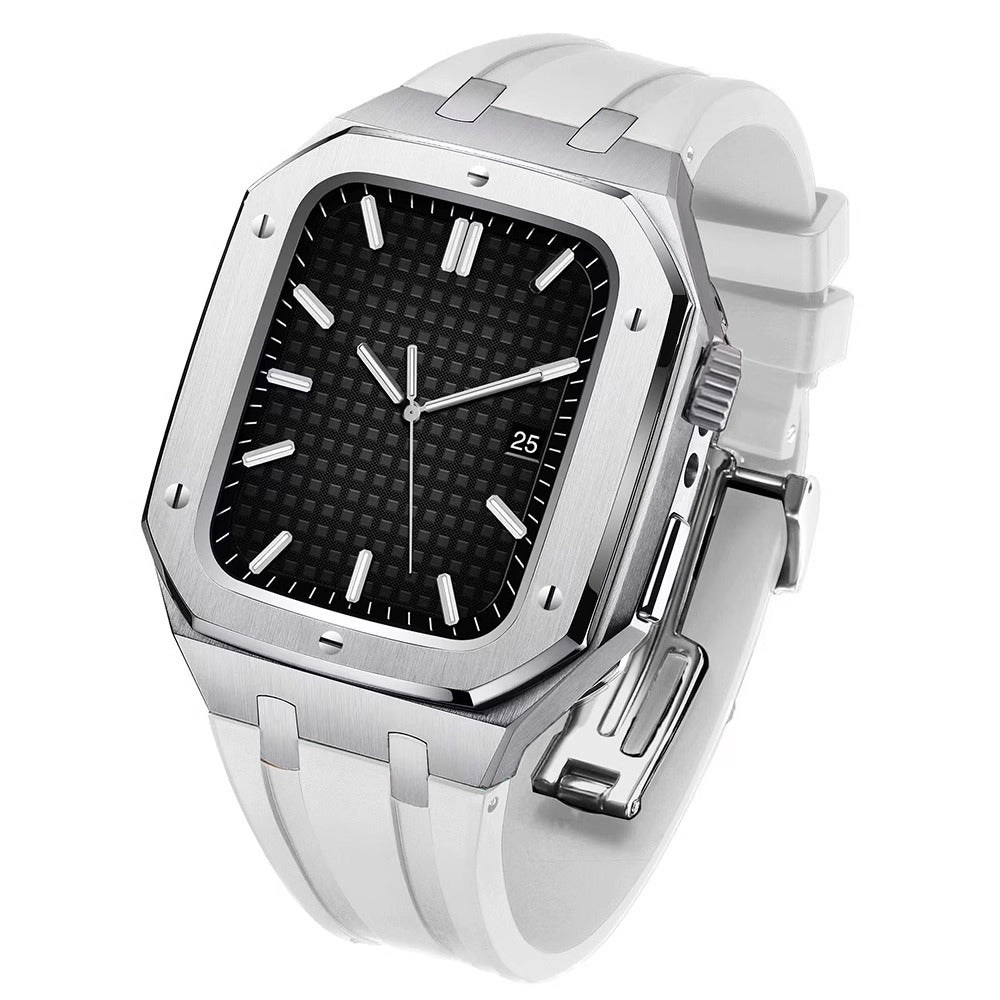 Velori | Sada pro úpravu s silikonovým páskem a pouzdrem z nerezové oceli pro Apple Watch | Lersk
