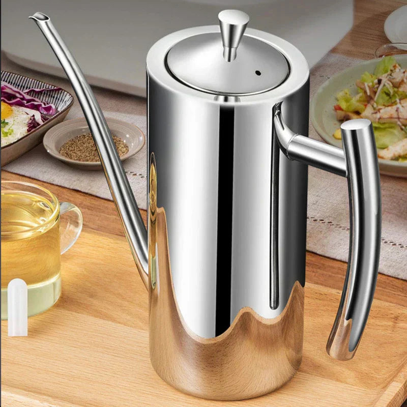 Contenedor de Aceite de Acero Inoxidable para Uso en Cocina, Clásico Frasco para Almacenamiento de Aceite para Hogar y Uso Diario | Lersk
