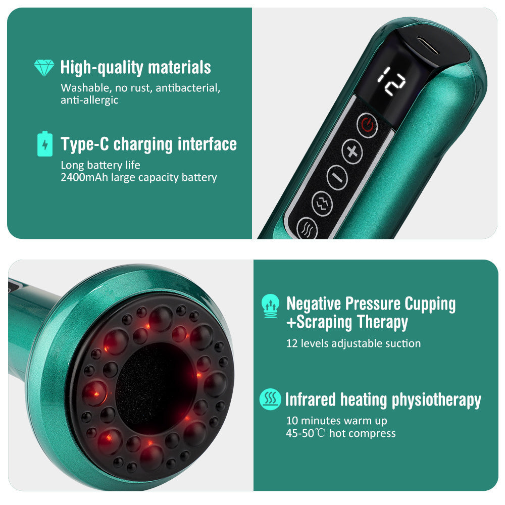 NovaFlow 3-i-1 kopmassageapparat med sugefunktion og Gua Sha | Lersk