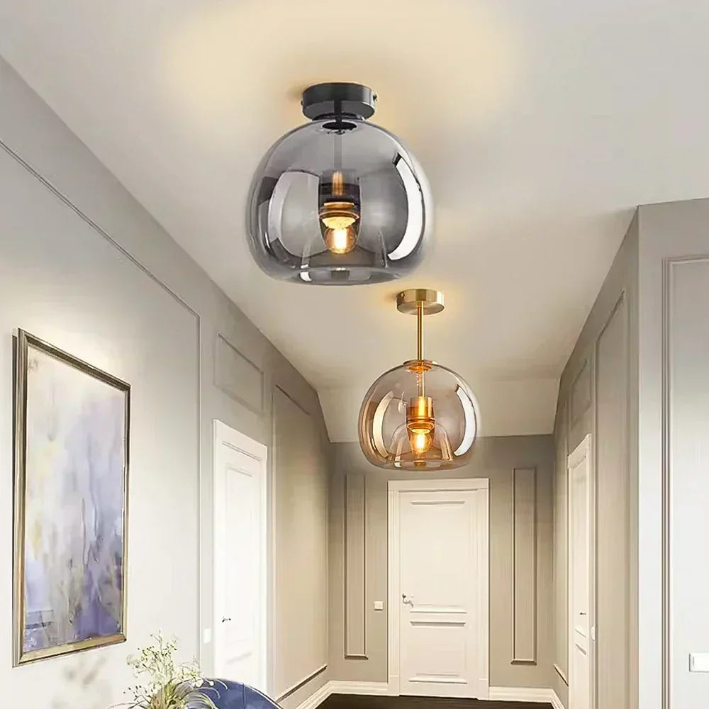 Elegante nordische Cognacglas-LED-Deckenleuchte für den Essbereich | Lersk