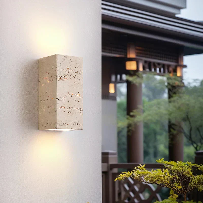 LumaStone Travertine Perforated Wall Sconce LED Lighting | Lersk