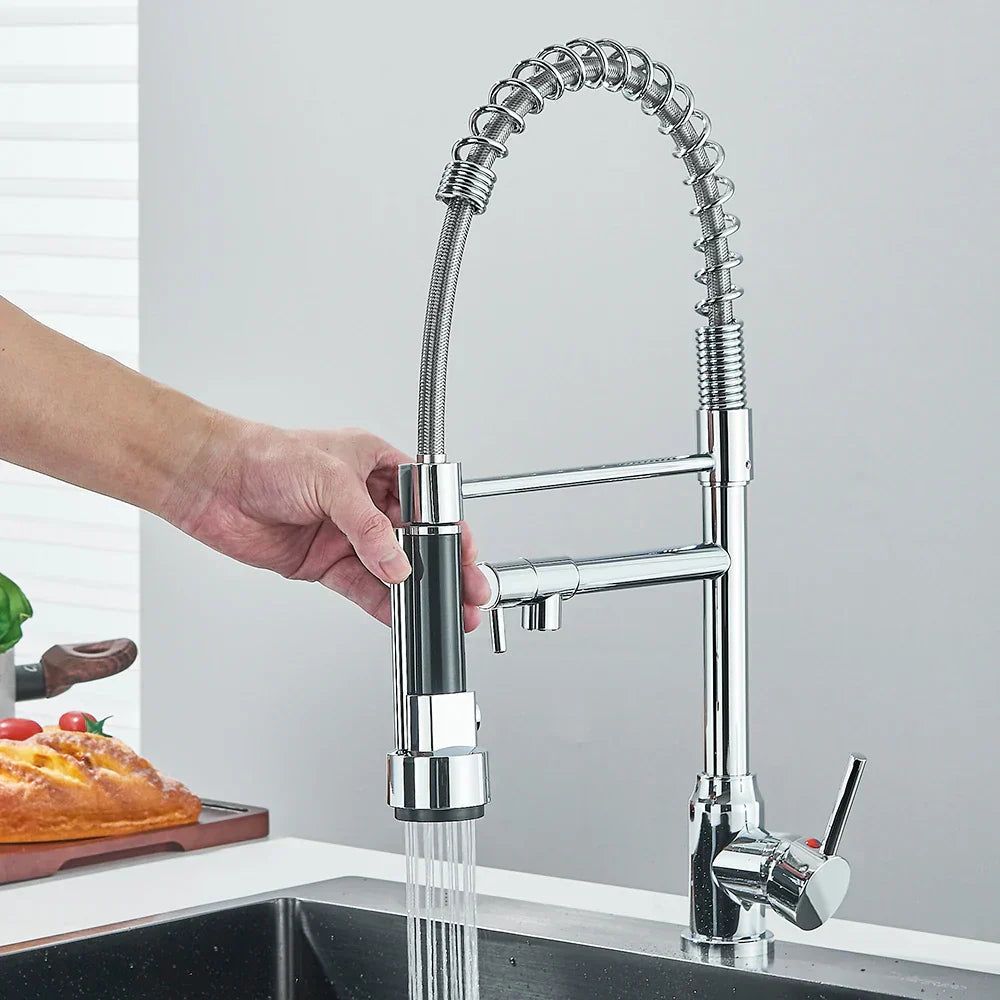 FluxSpout Çiftli Mutfak Bataryası Yaylı Musluk Uçlu | Lersk