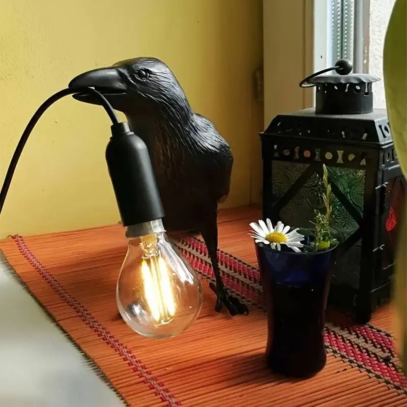 Ravencrest Gothic Table Lamp With Vintage E14 Globe For Nightstands | Lersk