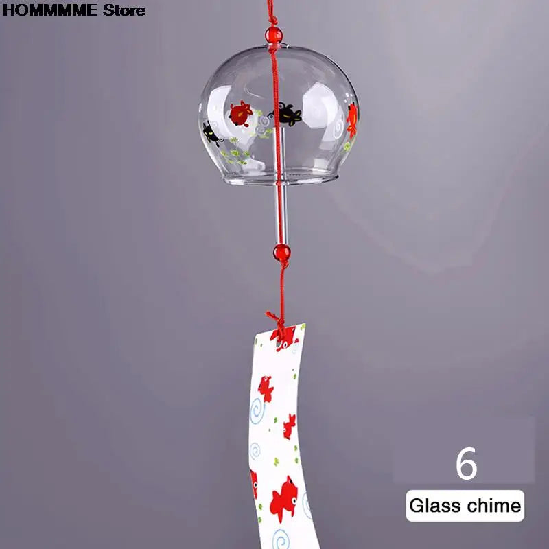 Yumeko Glas-Windspiel, japanischer Stil, handgefertigt mit klarem Klang und dekorativem Anhänger | Lersk