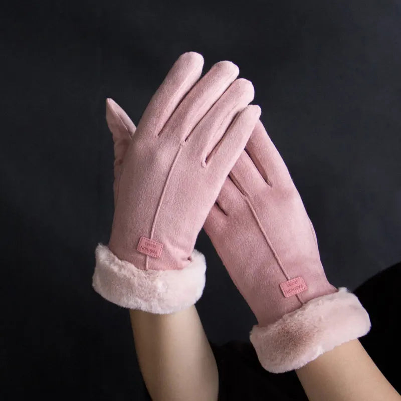 BlushGlow FrostGuard Touchscreen Pink Fleece Handsker Vinter | Lersk