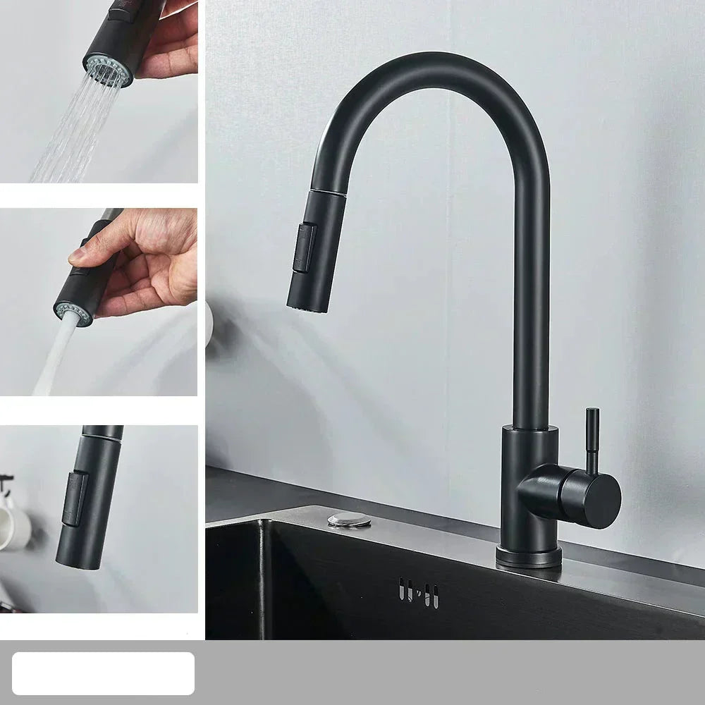 Rubinetto da cucina AeroFlex con beccuccio flessibile nichel spazzolato | Lersk