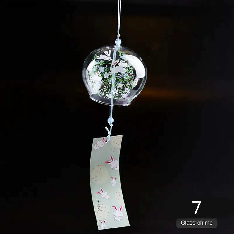 Yumeko Glas-Windspiel, japanischer Stil, handgefertigt mit klarem Klang und dekorativem Anhänger | Lersk