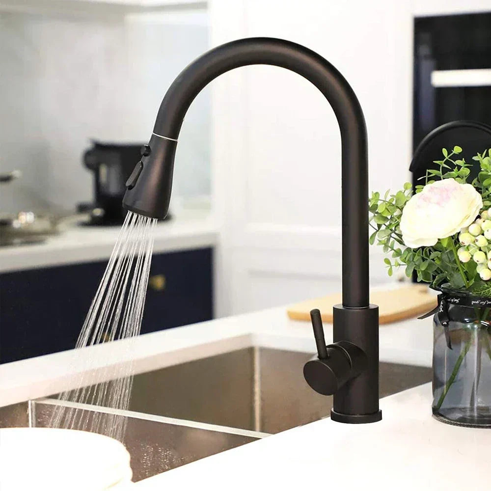 NoirFlow Retractable Kitchen Mixer Tap With Pull Out Spout | Lersk