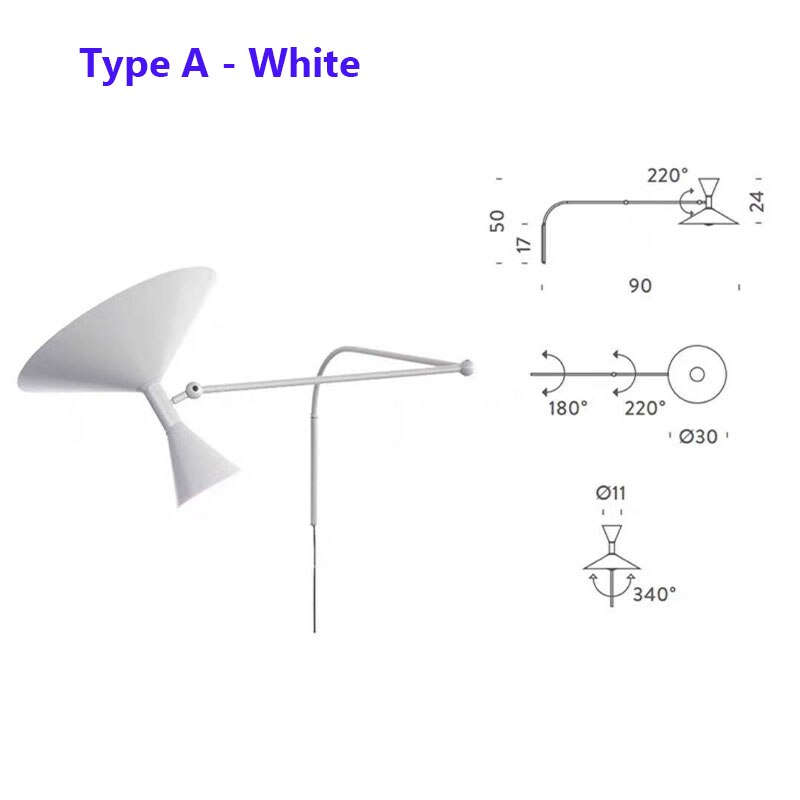 Lampada da parete NovaSwing con braccio oscillante e spina per decorazione camera da letto | Lersk